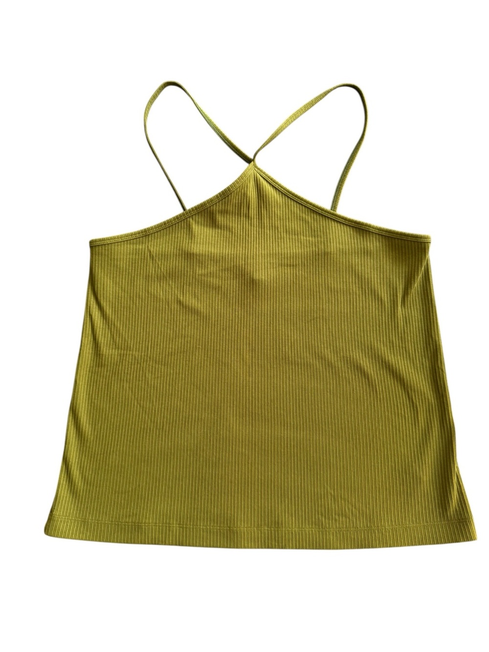 Cabi Olive Green Intersect Ribbed Cross-Strap Halter Tank Top Size Large - Picture 2 of 12